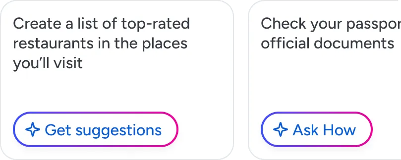 Two suggested tasks, each offering to look something up